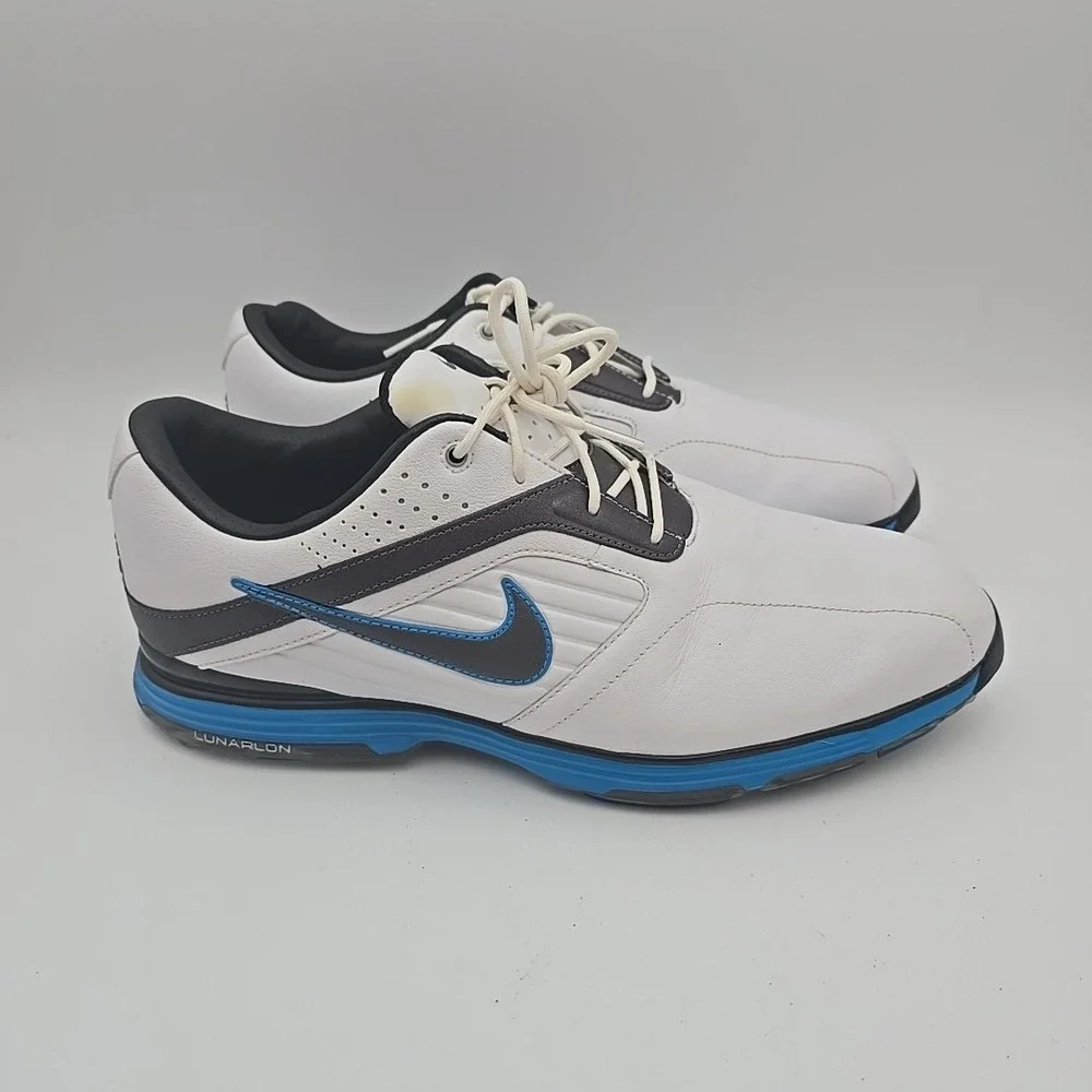 Nike Lunar Prevail Golf Shoes White Blue 483838-101 Mens US 10‎
